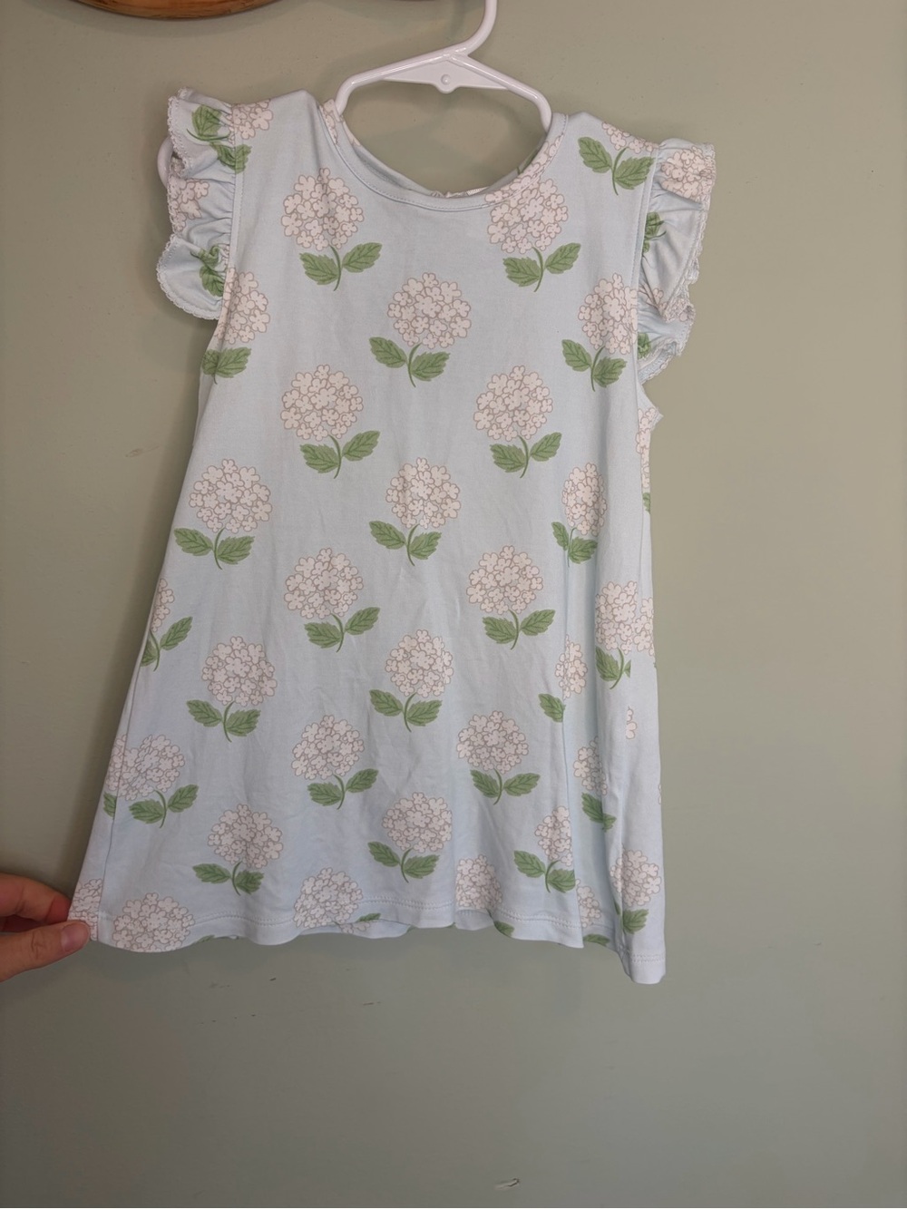 Girls' Light Blue Floral Tank Dress with Ruffle Sleeves